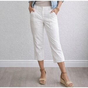 LOFT Women's White Capri Pants Size 8 Stretch Cotton Cropped Casual Pants